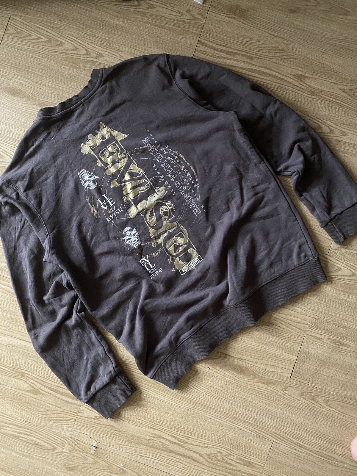 Japanese Brand Back Printed Logo Evisu Distressed Crewneck Size US L / EU 52-54 / 3 - 2 Thumbnail