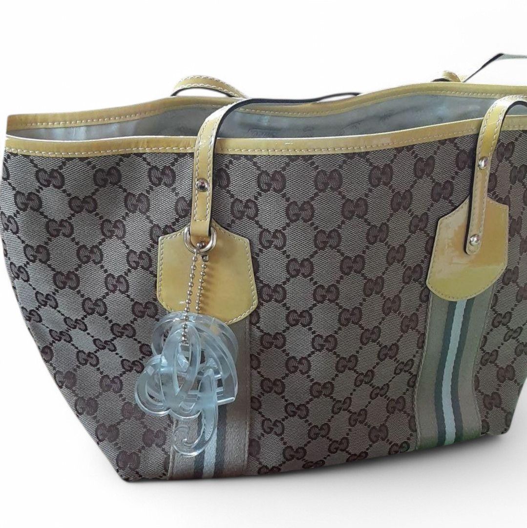 Gucci Gucci - Tote Handbag GG Monogram Beige Leather Brown Charms Size ONE SIZE - 7 Thumbnail