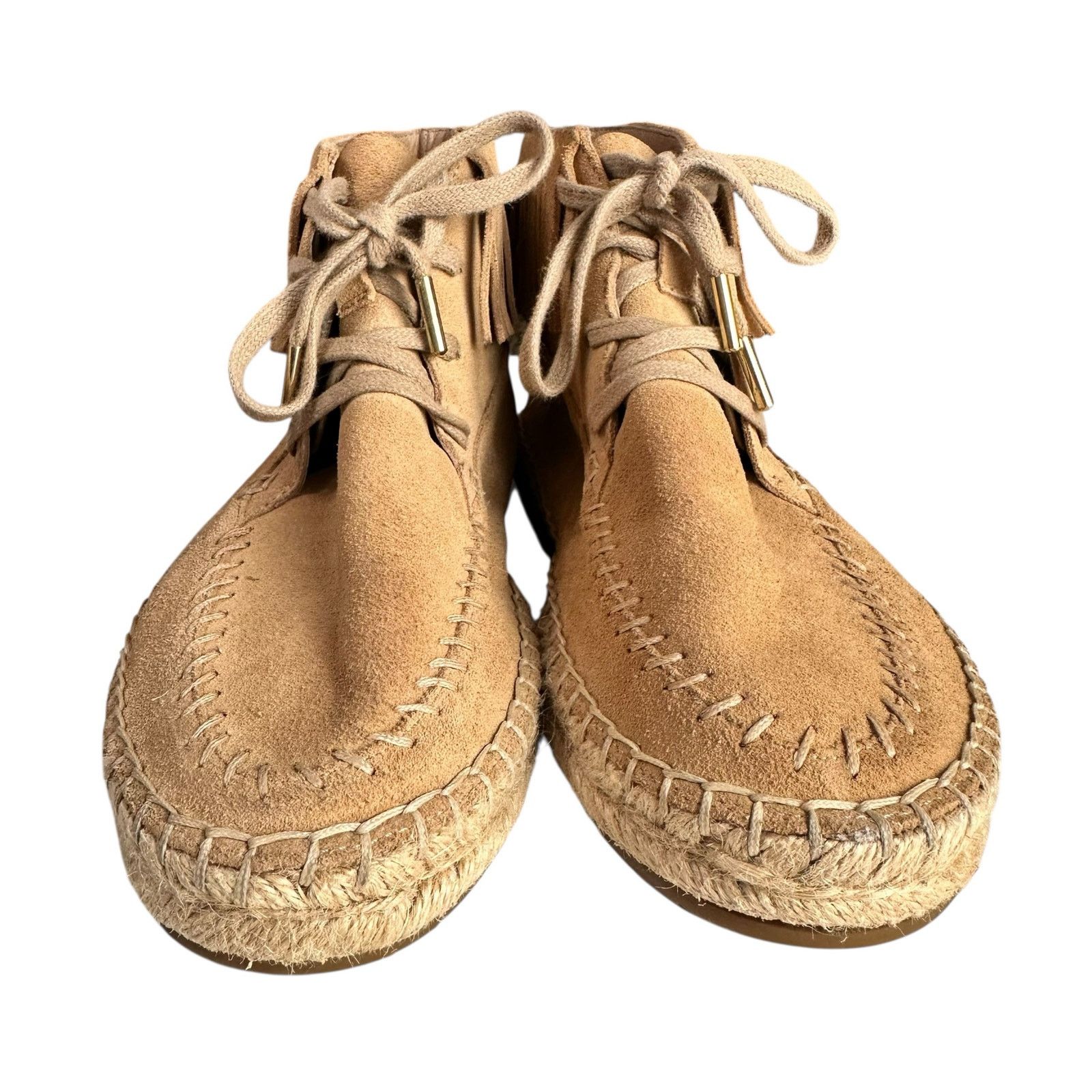 Joie Joie Genevieve Fringe Suede Espadrille Moccasin Boots 37.5 Size US 7 / IT 37 - 4 Thumbnail
