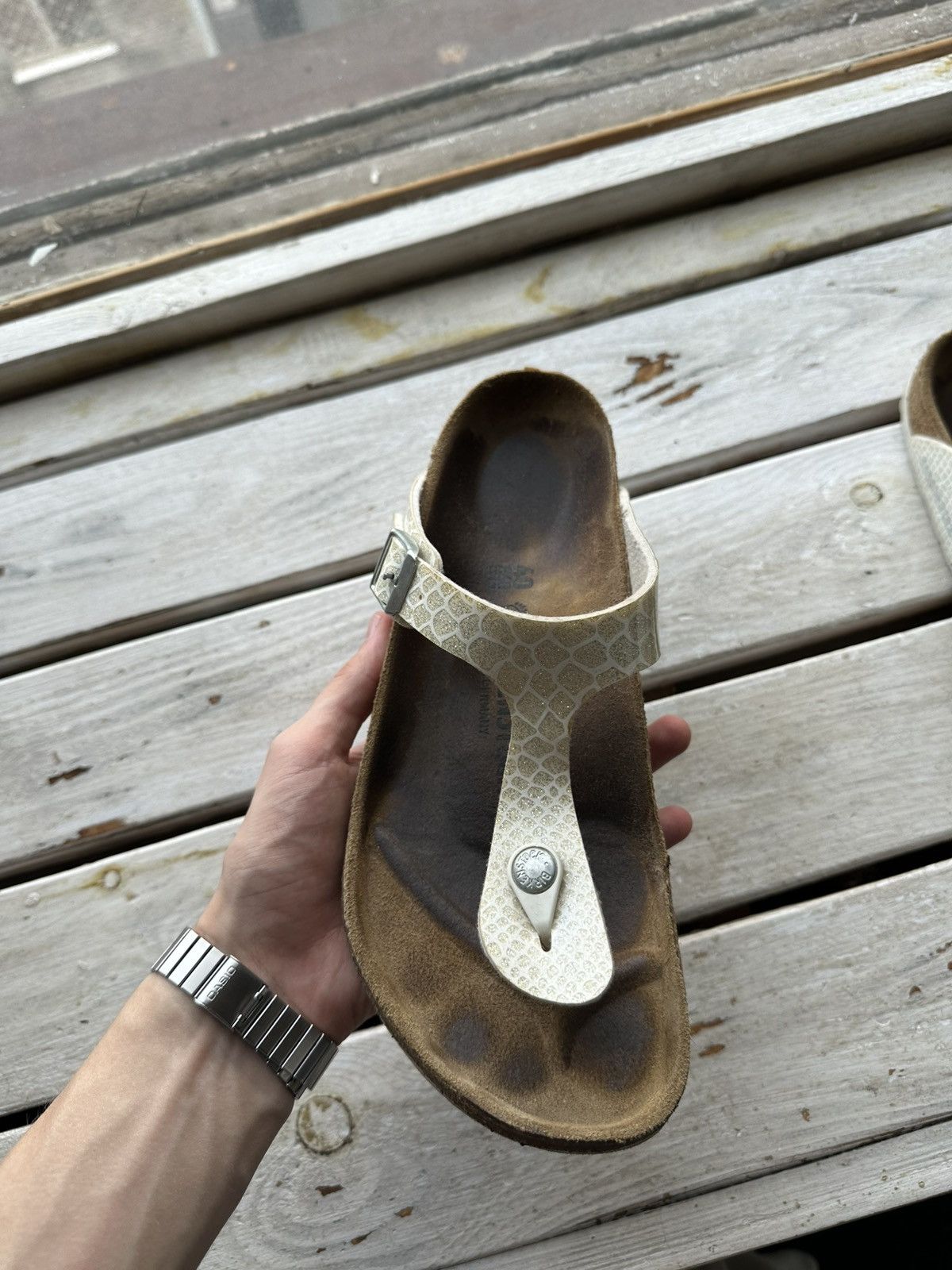 Birkenstock 🚨Vintage Birkenstock 40 beige Luxe Sandals rare slides Size US 10 / IT 40 - 3 Thumbnail