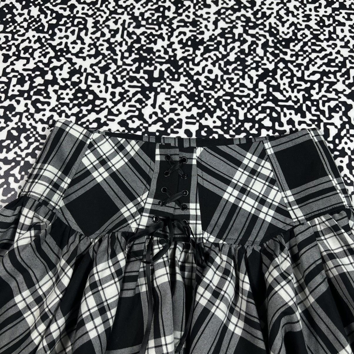 Japanese Brand Vintage Y2K Flared Sexy Checked Retro 90s Style Mini Skirt Size 27" / US 4 / IT 40 - 13 Thumbnail