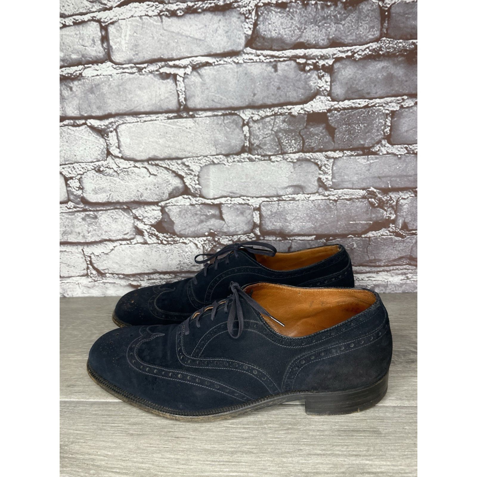 Saks Fifth Avenue Saks Fifth Ave Blue Suede Leather Wingtip Oxfords Lace Up Sh Size US 8 / EU 41 - 19 Thumbnail
