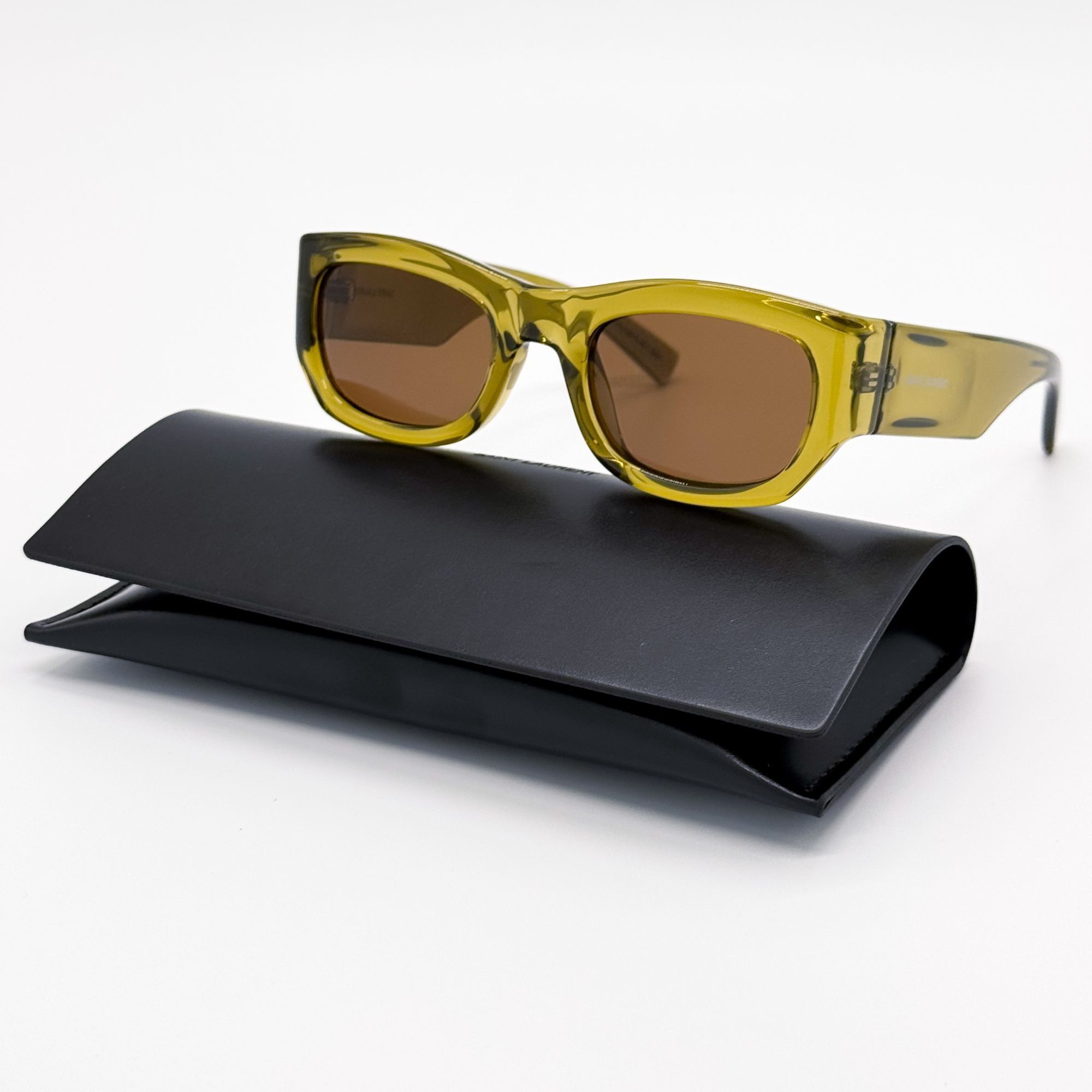 Saint Laurent Paris NEW SAINT LAURENT SUNGLASSES SL713 004 GREEN BROWN UNISEX Size ONE SIZE - 1 Thumbnail