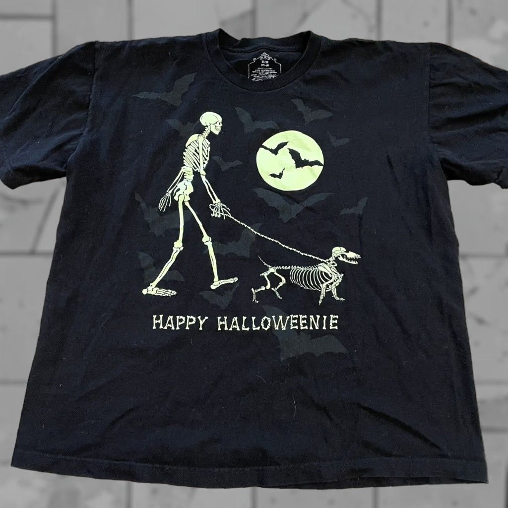 Vintage VINTAGE Halloween Black Graphic T-Shirt Men's XL Glow In The Dark Holiday Costume Size US XL / EU 56 / 4 - 1 Thumbnail