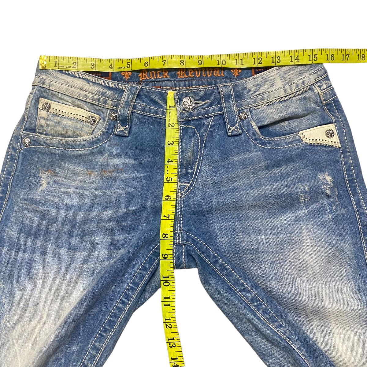 Rock Revival ROCK REVIVAL Low Rise Karlie Boot cut Jeans Distressed Size 29" - 21 Thumbnail