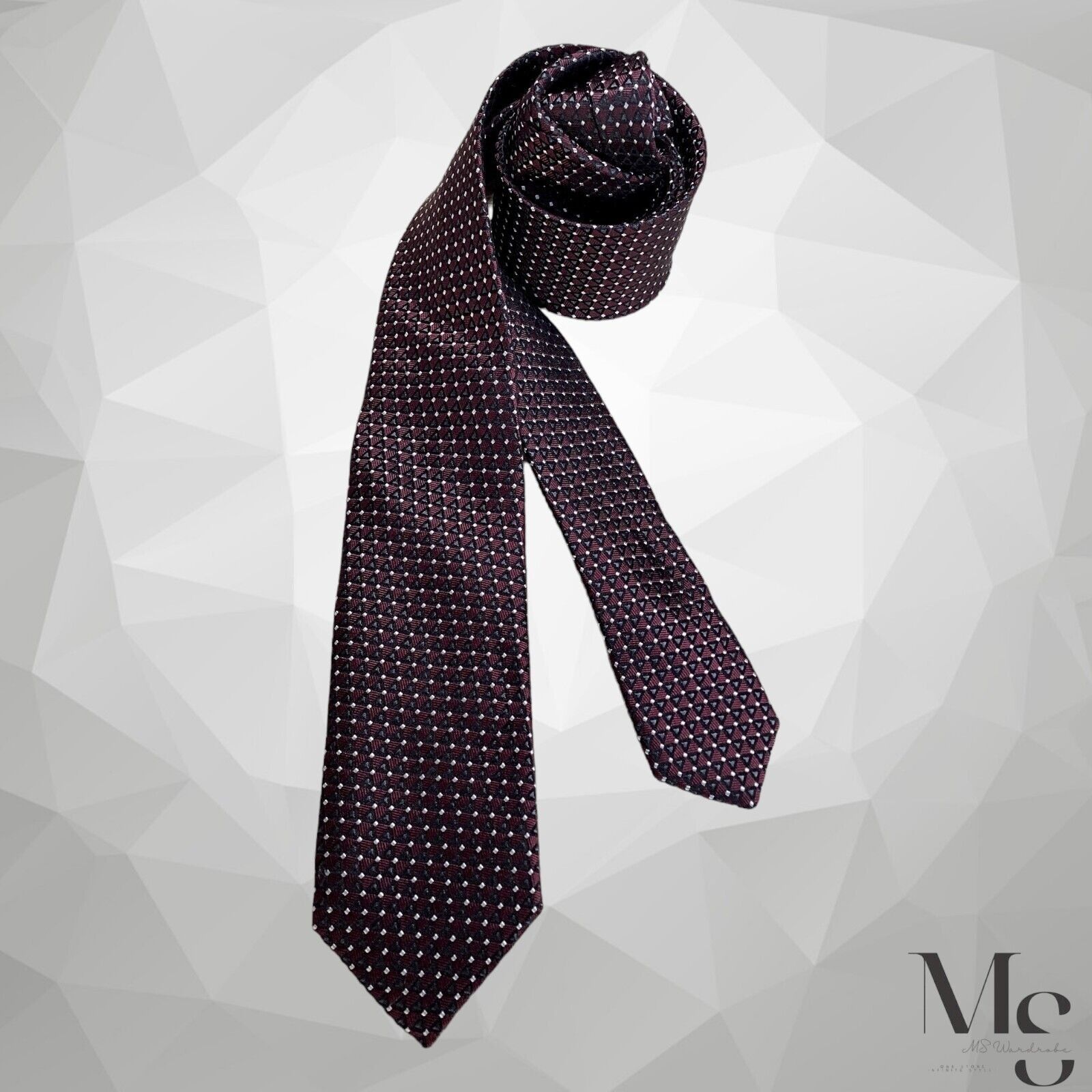 Hugo Boss BOSS HUGO BOSS Purple Geometric Silk Tie Made In Italy W: 2. Size ONE SIZE - 1 Thumbnail