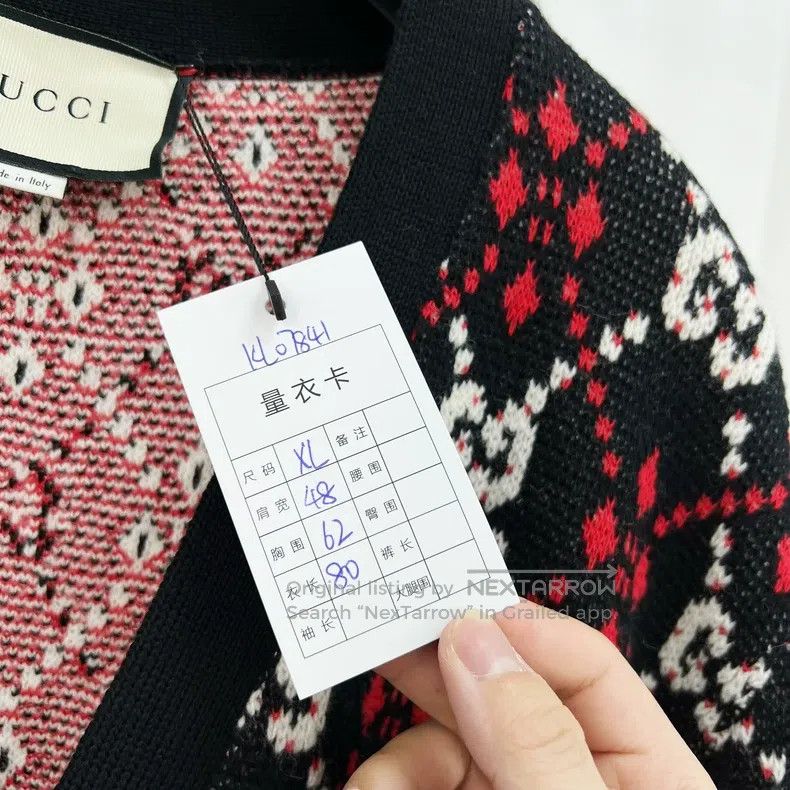 Gucci Gucci Black and red full-print double G old flower knitted Size US XL / EU 56 / 4 - 7 Thumbnail