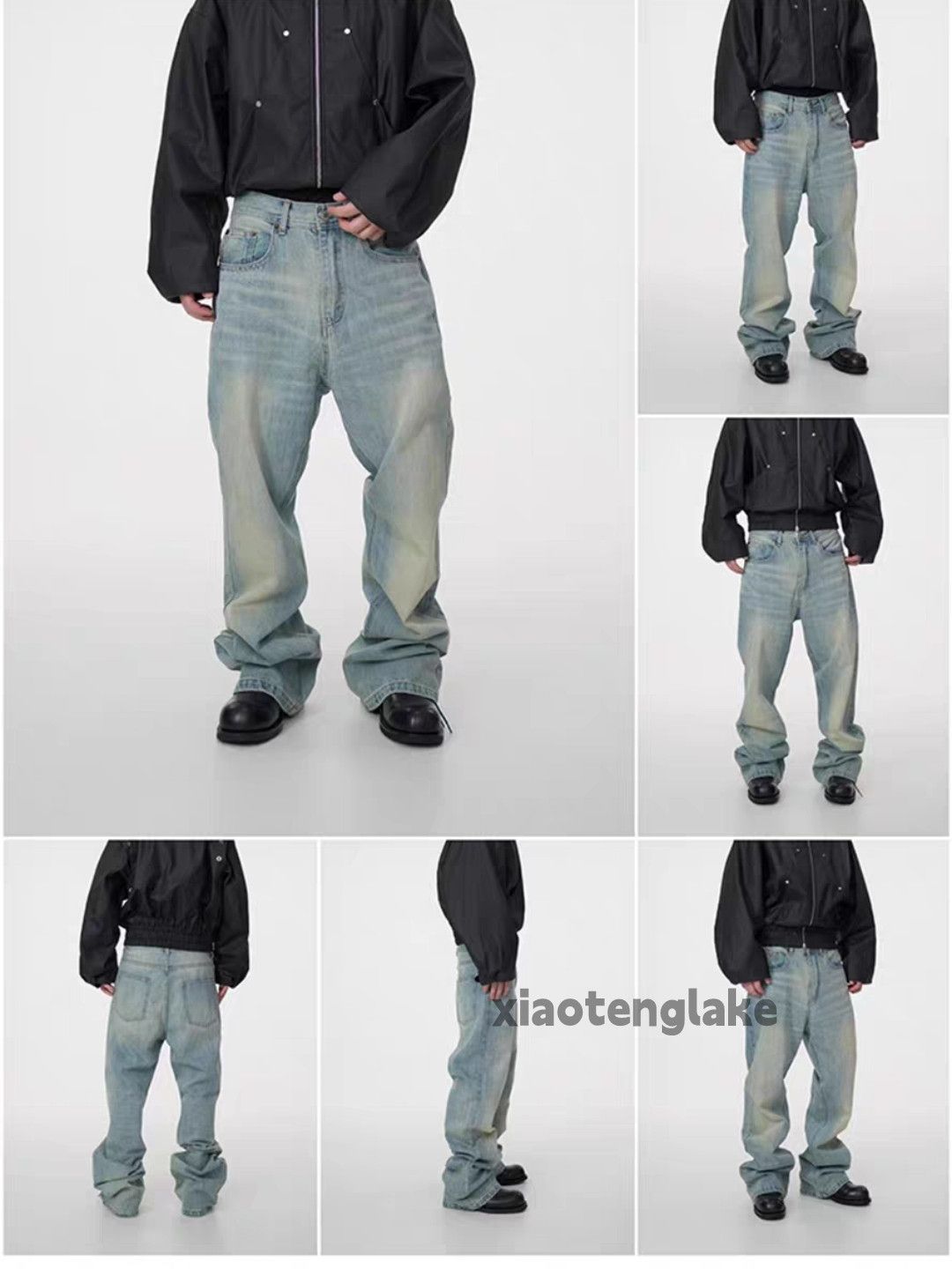 Jean Unisex washed faded cleanfit yuppie loose baggy jeans Size US 36 / EU 52 - 6 Thumbnail