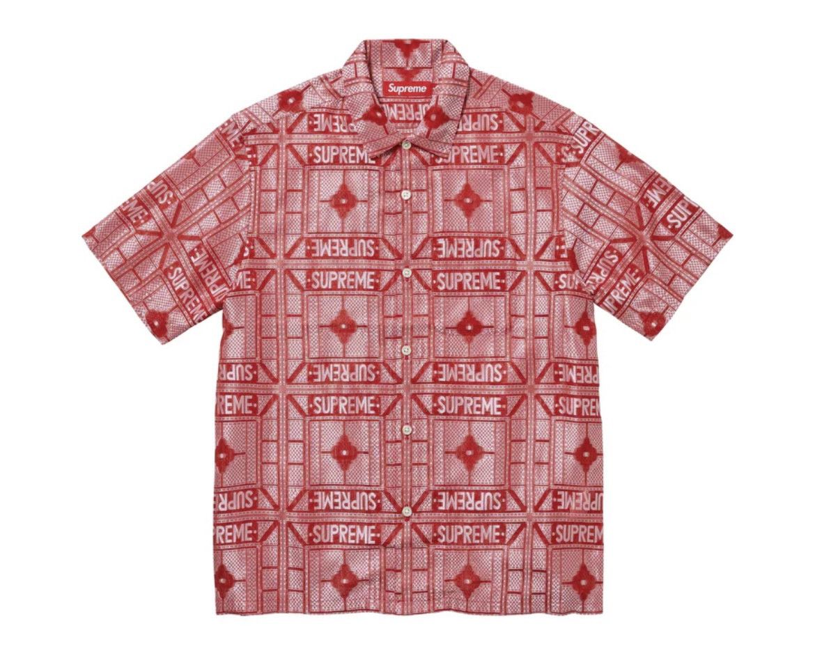 image of Supreme Tray Jacquard S/s Shirt Red XL In Hand, Men's