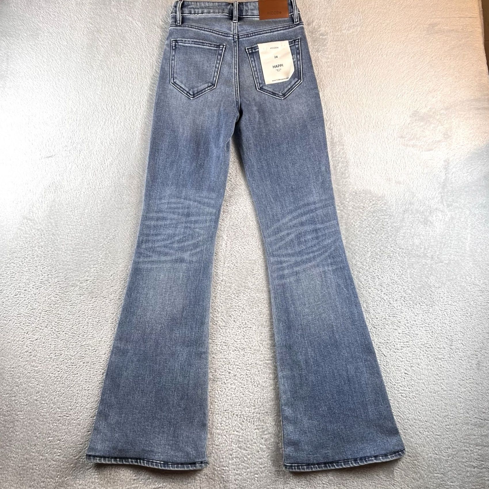 Vintage Hidden Jeans Womens 24 High Rise Flare Denim Blue Distressed NWT Boho 31 Inseam Medium Wash Size 42" / US 20 - 2 Thumbnail