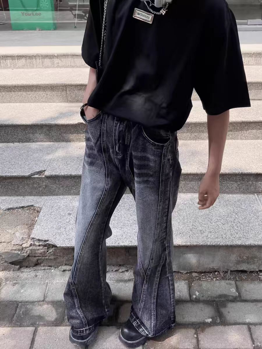 Japanese Brand × Jean Washed and Distressed Irregular Micro Flare Jeans Size US 32 / EU 48 - 5 Thumbnail