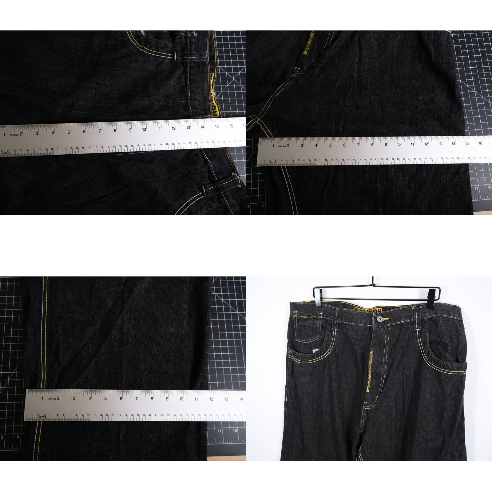 Vintage VINTAGE Evolution in Design Jeans Men 38x32 Baggy Fit 90s Hip Hop Black Yellow VTG Y2K 42/34 Tag Size US 38 / EU 54 - 8 Thumbnail