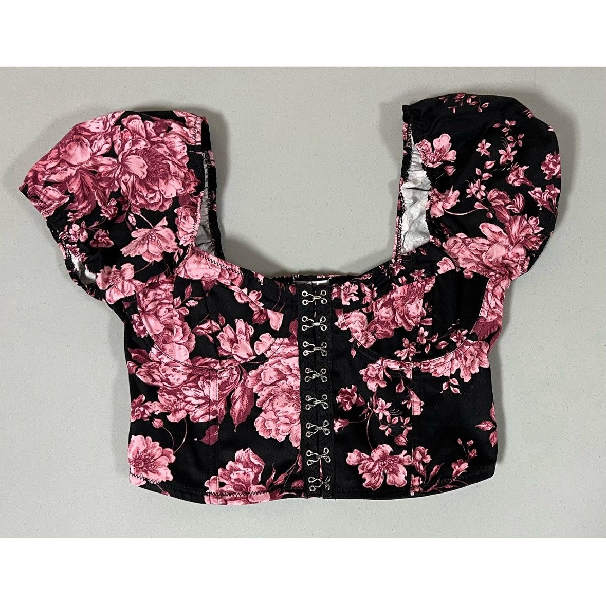 Tillys West of Melrose Black Floral Corset Top Shirt Blouse XS 🌸✨ Size XS / US 0-2 / IT 36-38 - 2 Thumbnail