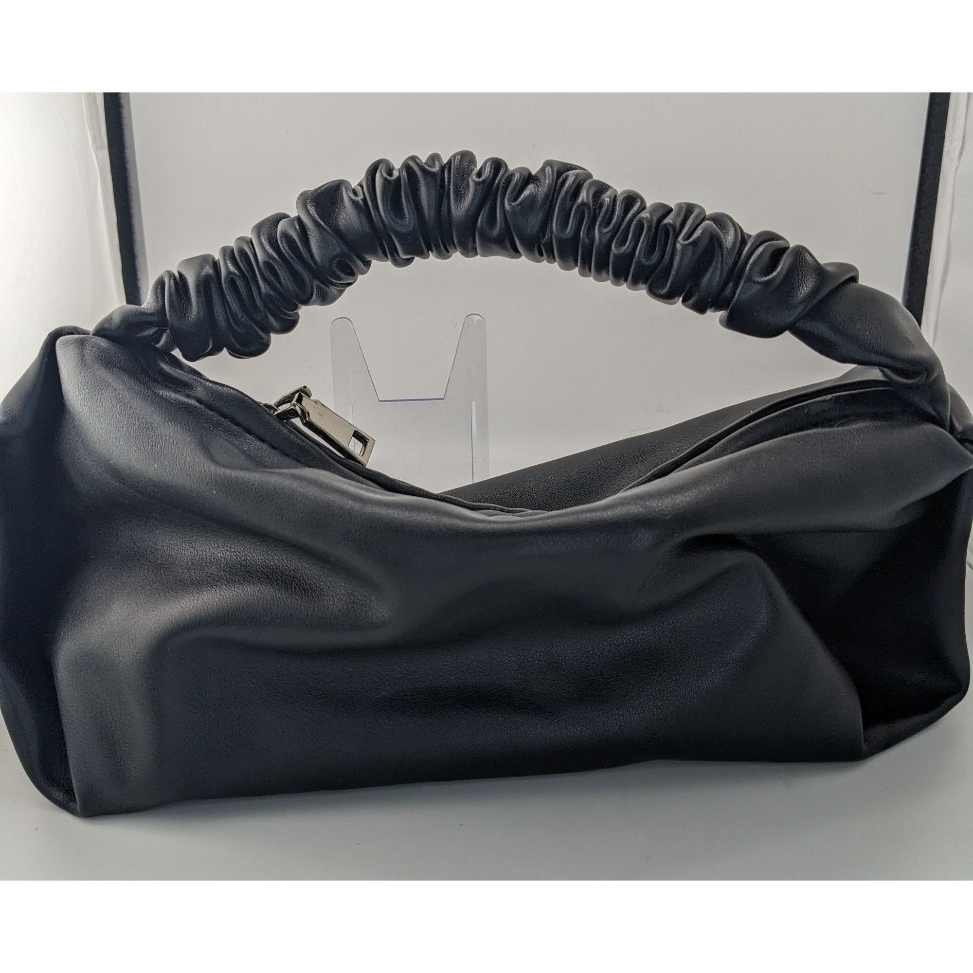 Other Black Faux Leather Scrunch Handle Shoulder Bag With Zipper C Size ONE SIZE - 5 Thumbnail