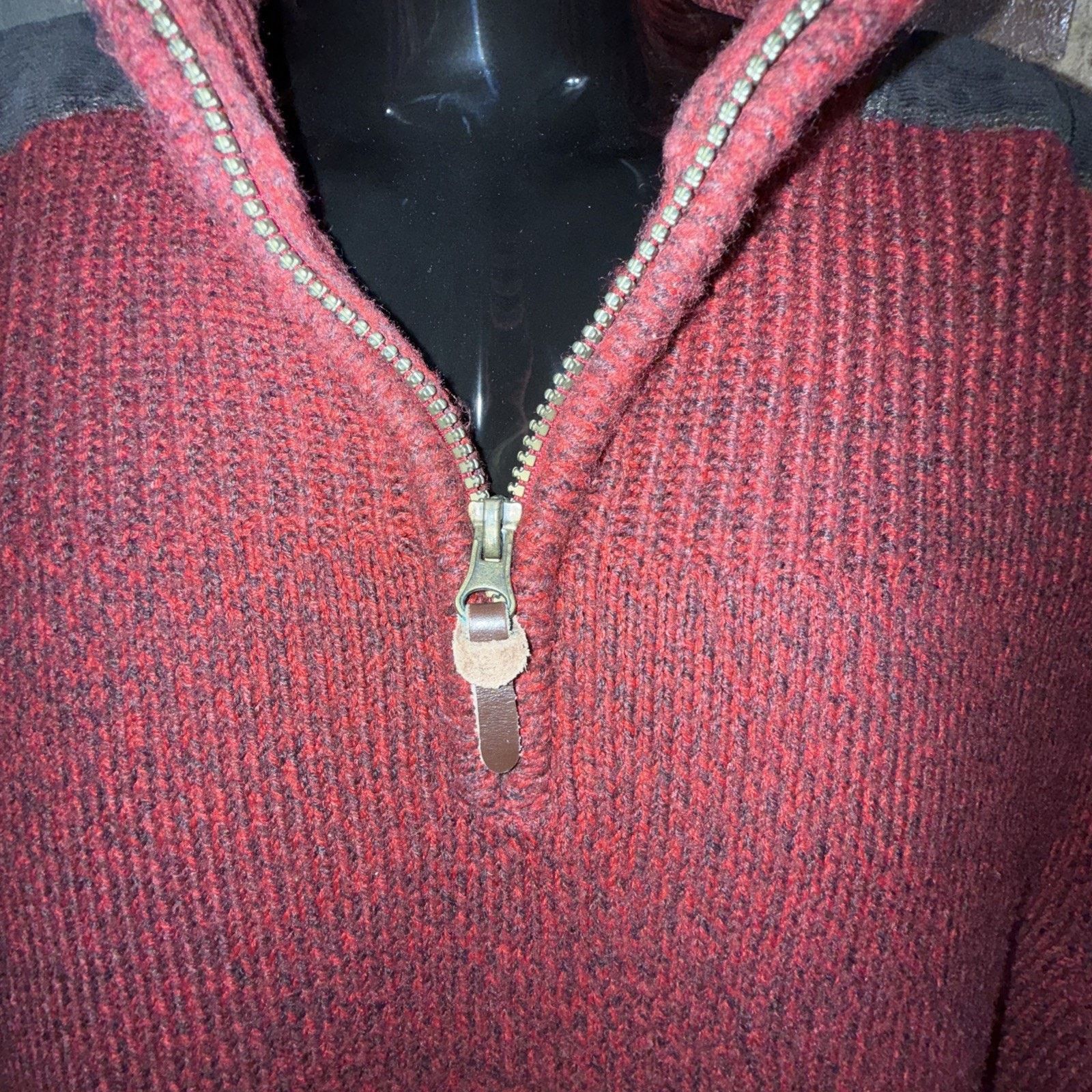 NEXT Next Men’s Birdseye Sweater Red W/Corduroy Trim Size XL Size US XL / EU 56 / 4 - 3 Thumbnail