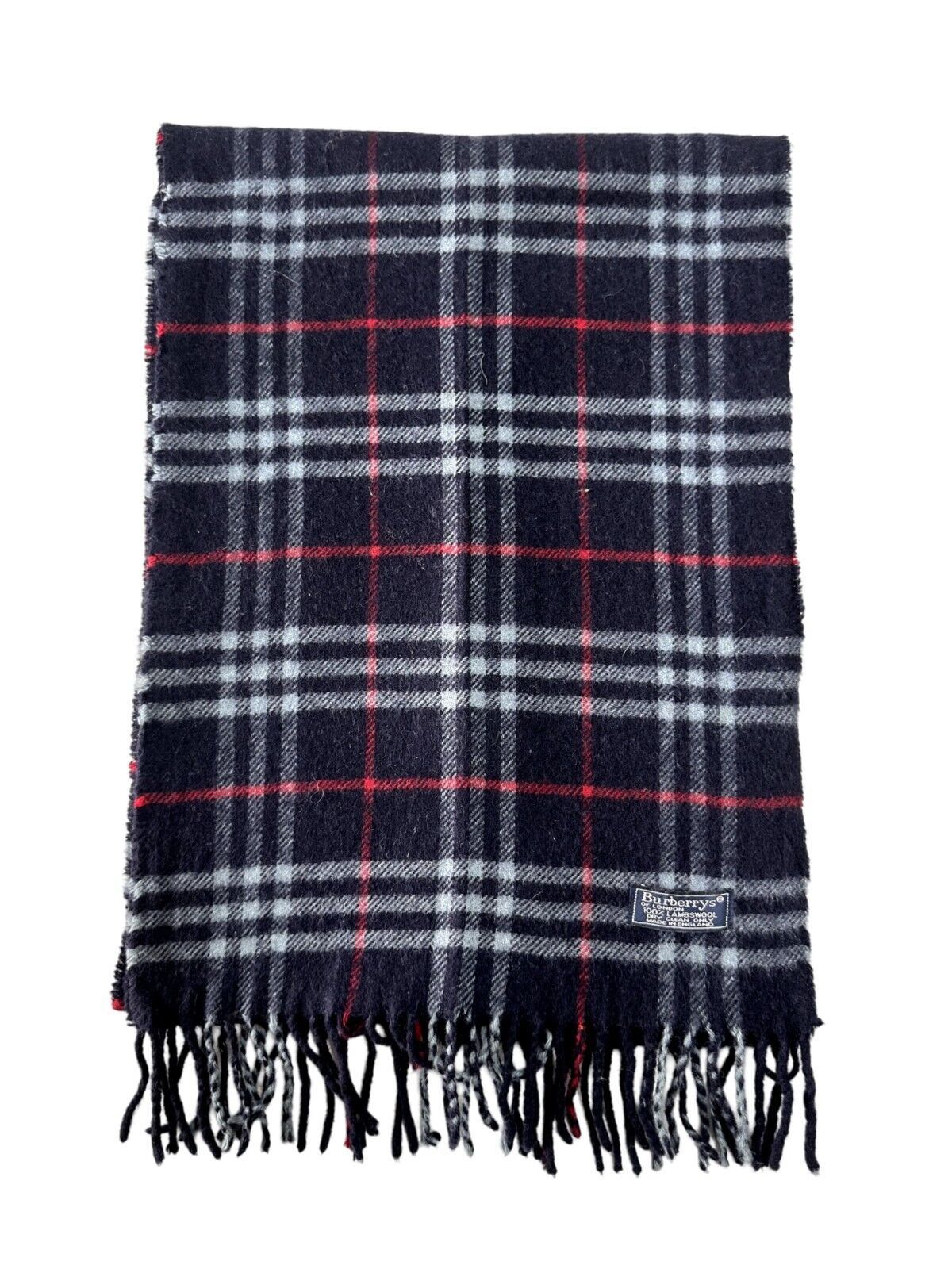 Burberry Burberrys Authentic Unisex Scarf Navy Blue 100% Lambswool Size ONE SIZE - 5 Thumbnail