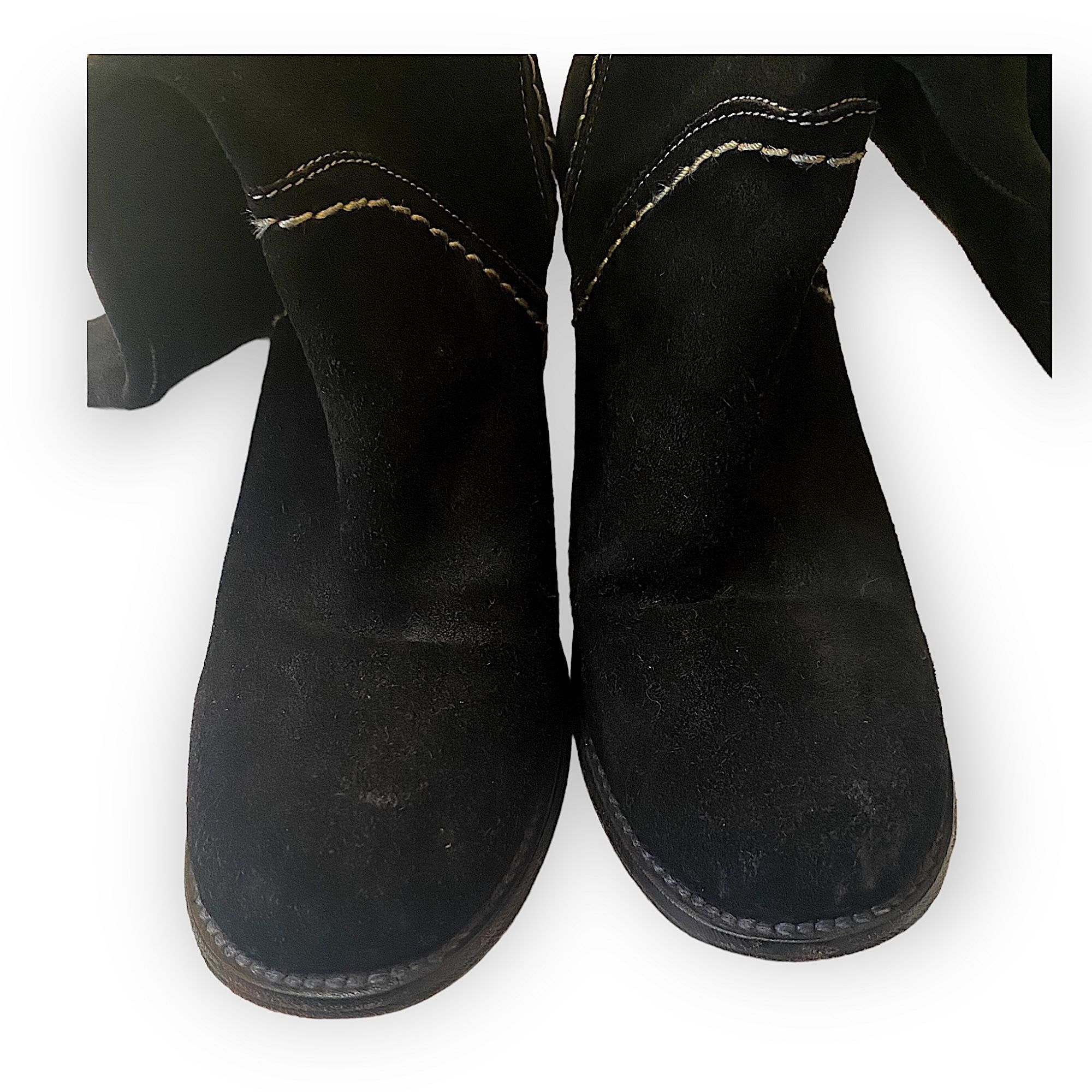 Bed Stu Bed Stu Black Suede Mid Calf Boots, chunky heel, Size 6 Size US 6 / IT 36 - 10 Thumbnail
