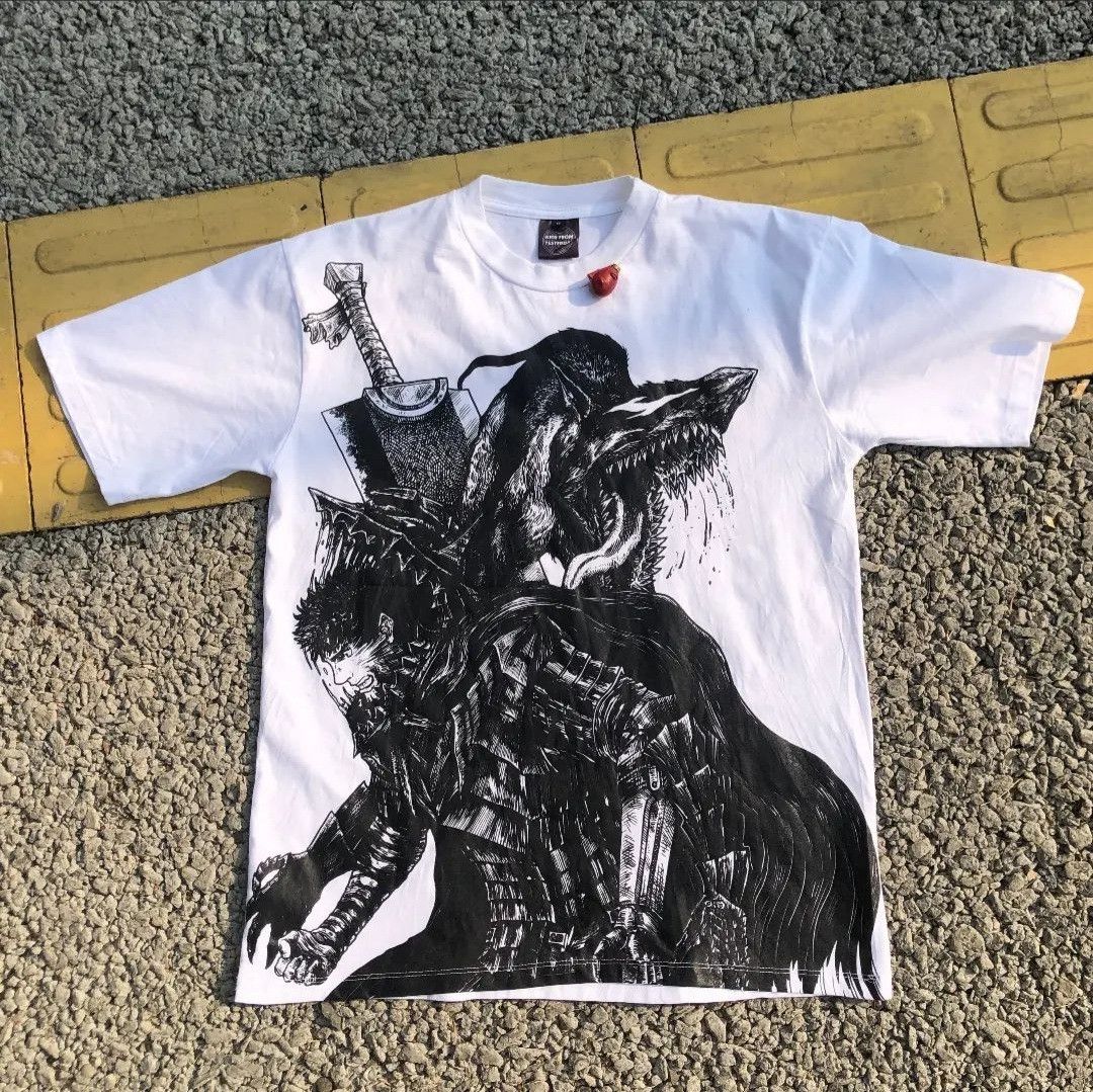 image of Ultra Rare Anime Berserk Guts Comic Art in White, Men's (Size XL)