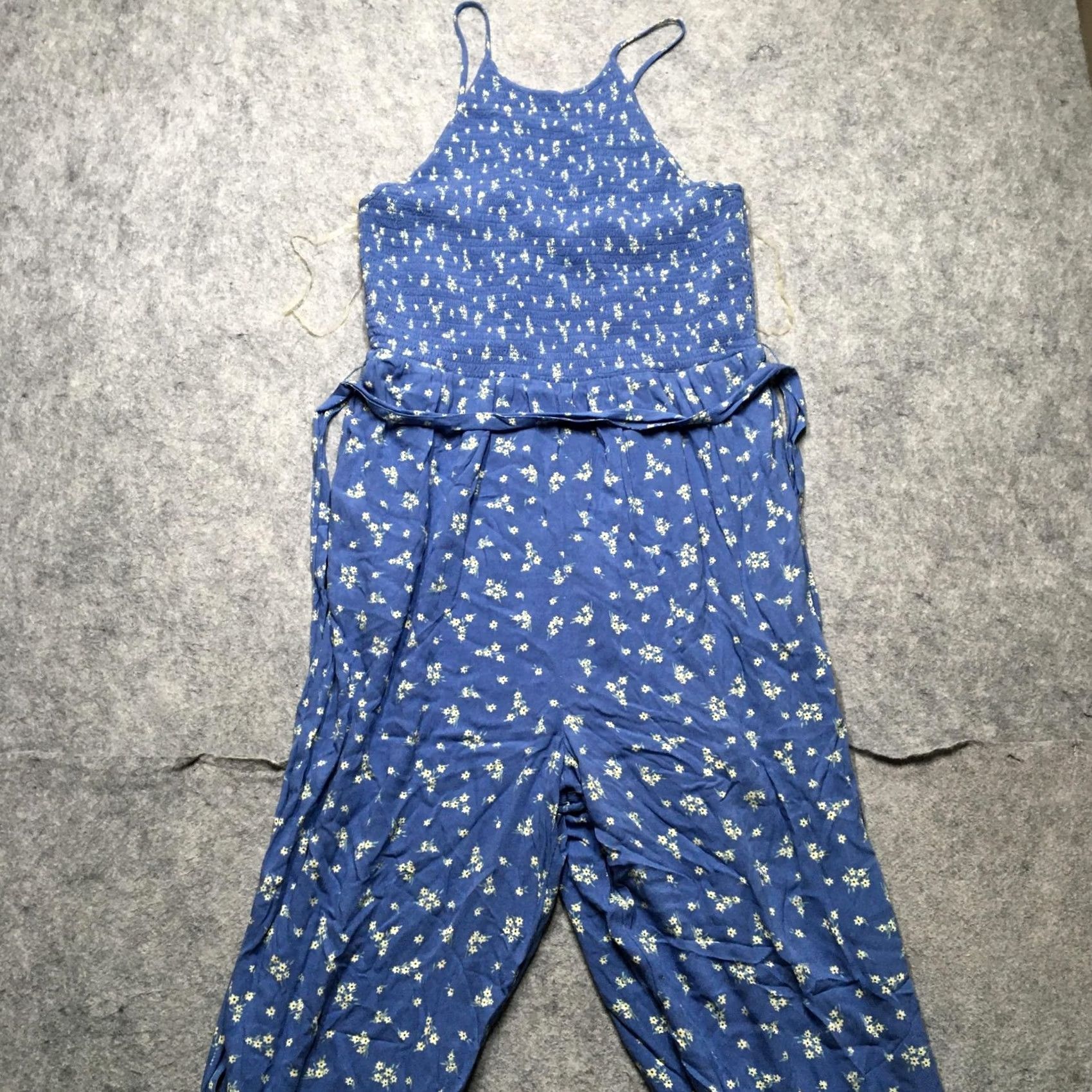American Eagle Outfitters American Eagle Outfitters 2 Piece Set Womens XL Blue Floral Tank Pants Ruffle Shirt Pants Set Size 40" / US 18 - 2 Thumbnail
