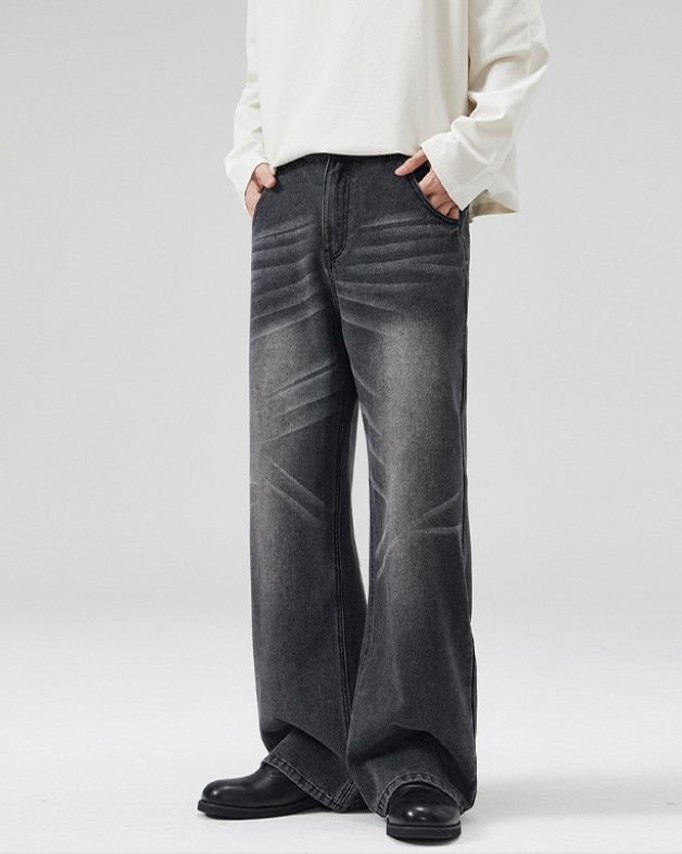 Japanese Brand Retro men's wide-leg loose straight cleanfit flared jeans Size US 32 / EU 48 - 2 Thumbnail
