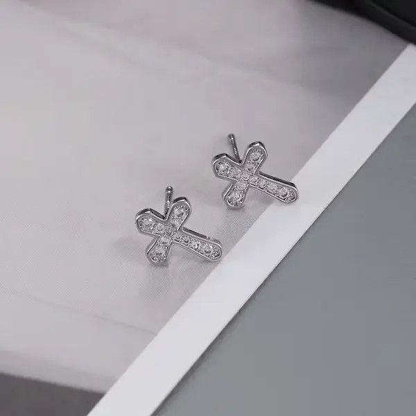 Jewelry 925 Silver Plated Cross Stud Earrings for Men Women Size ONE SIZE - 3 Thumbnail