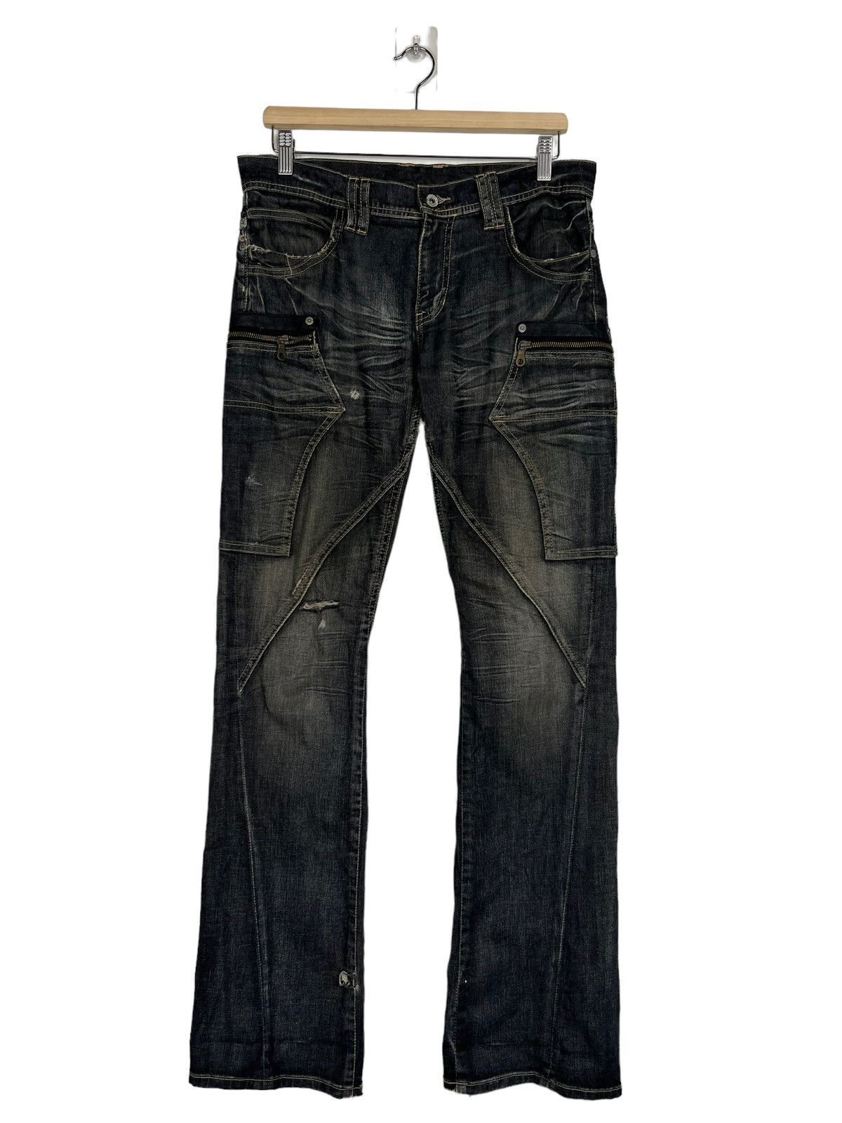 If Six Was Nine 🔥 MICHEL KLEIN ASYMMETRIC CARGO DENIM JEANS Size US 32 / EU 48 - 1 Thumbnail