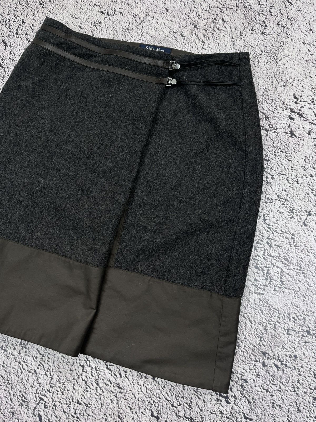 Max Mara S MAX MARA WOOL WRAP SKIRT ARCHIVE LUXURY MINIMALIST GREY Size 27" / US 4 / IT 40 - 3 Thumbnail
