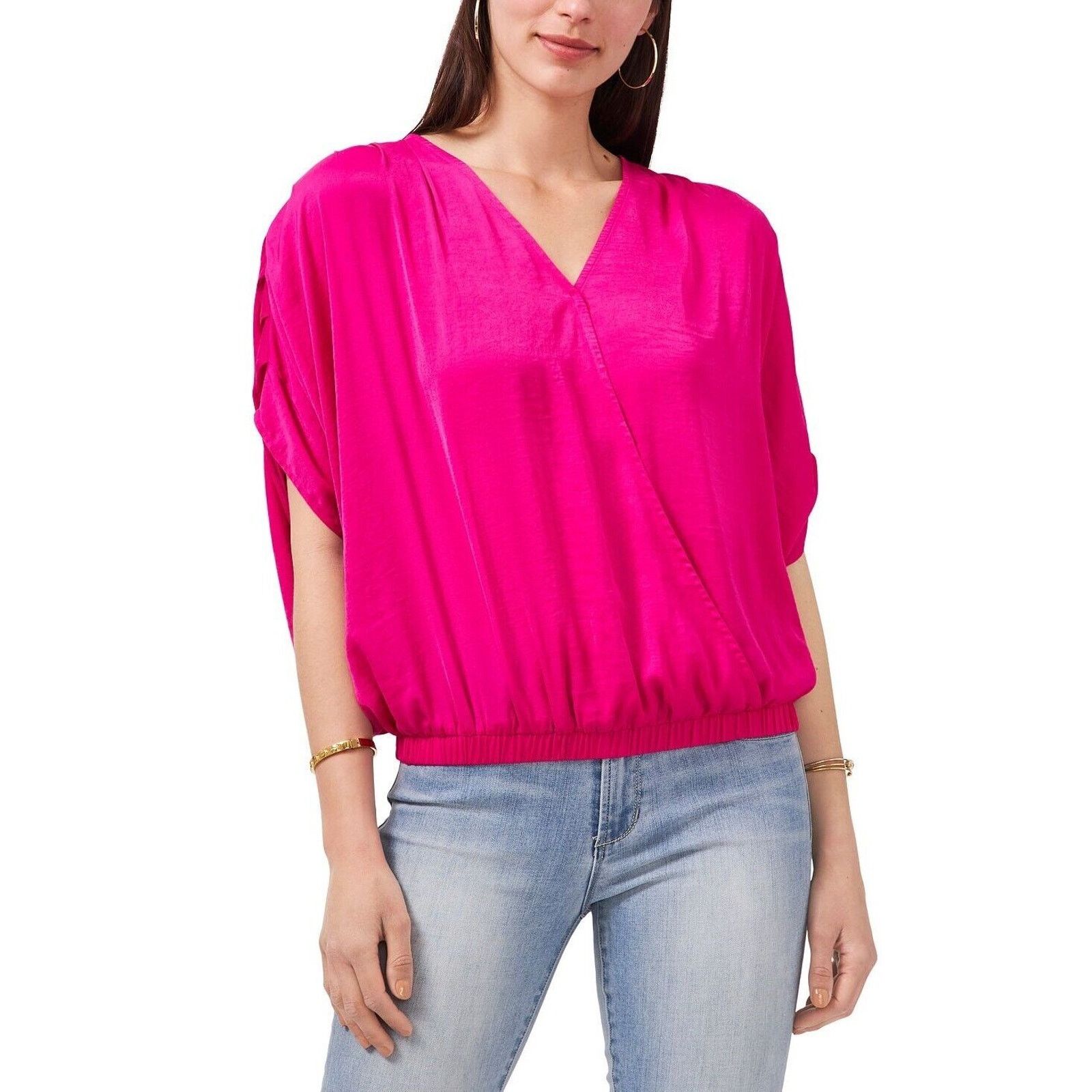 Vince Camuto Vince Camuto Women Fuchsia Tie-Back Rumpled Blouse Size S Size S / US 4 / IT 40 - 1 Thumbnail