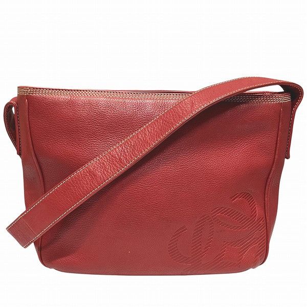 Loewe Loewe Anagram Red Leather Shoulder Bag Leather Shoulder Bag, Women's