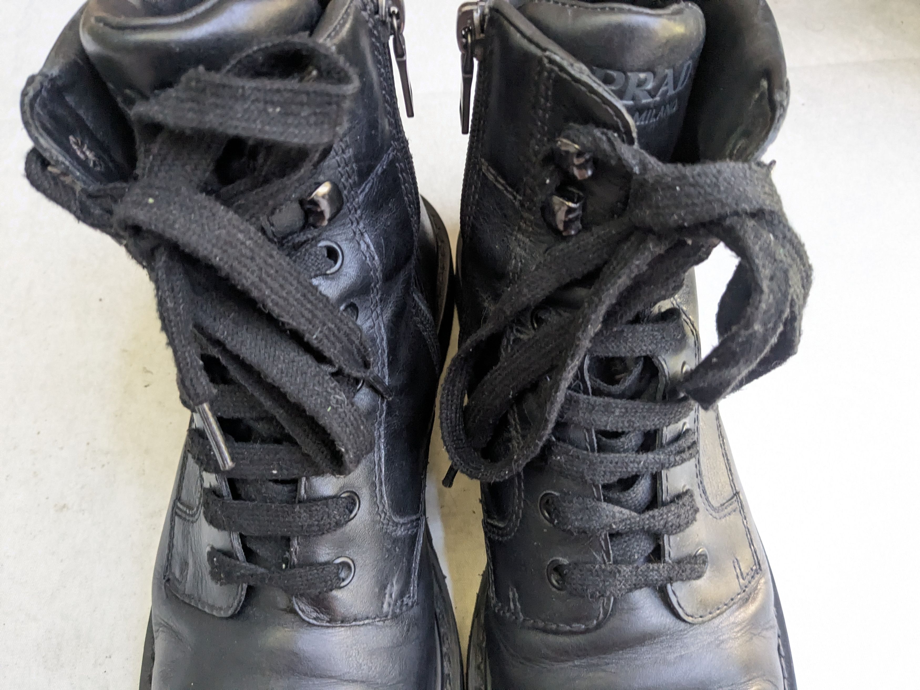 Prada Prada Combat Boots Black Leather 9.5 Side Zip Size US 9.5 / EU 42-43 - 7 Thumbnail