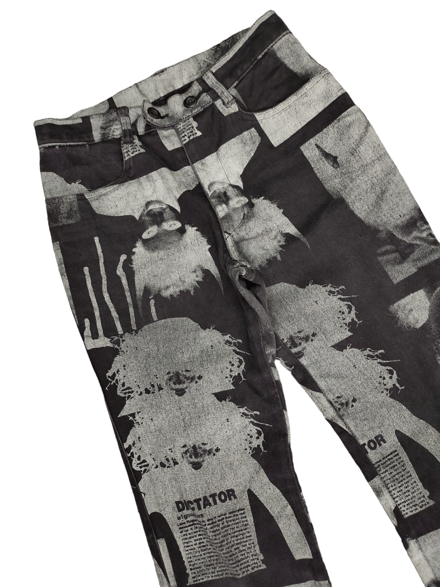 Jean Paul Gaultier Flare Pants Algonquins 'Dictator' Printed Boot Cut Jpg Style Size US 27 - 5 Thumbnail