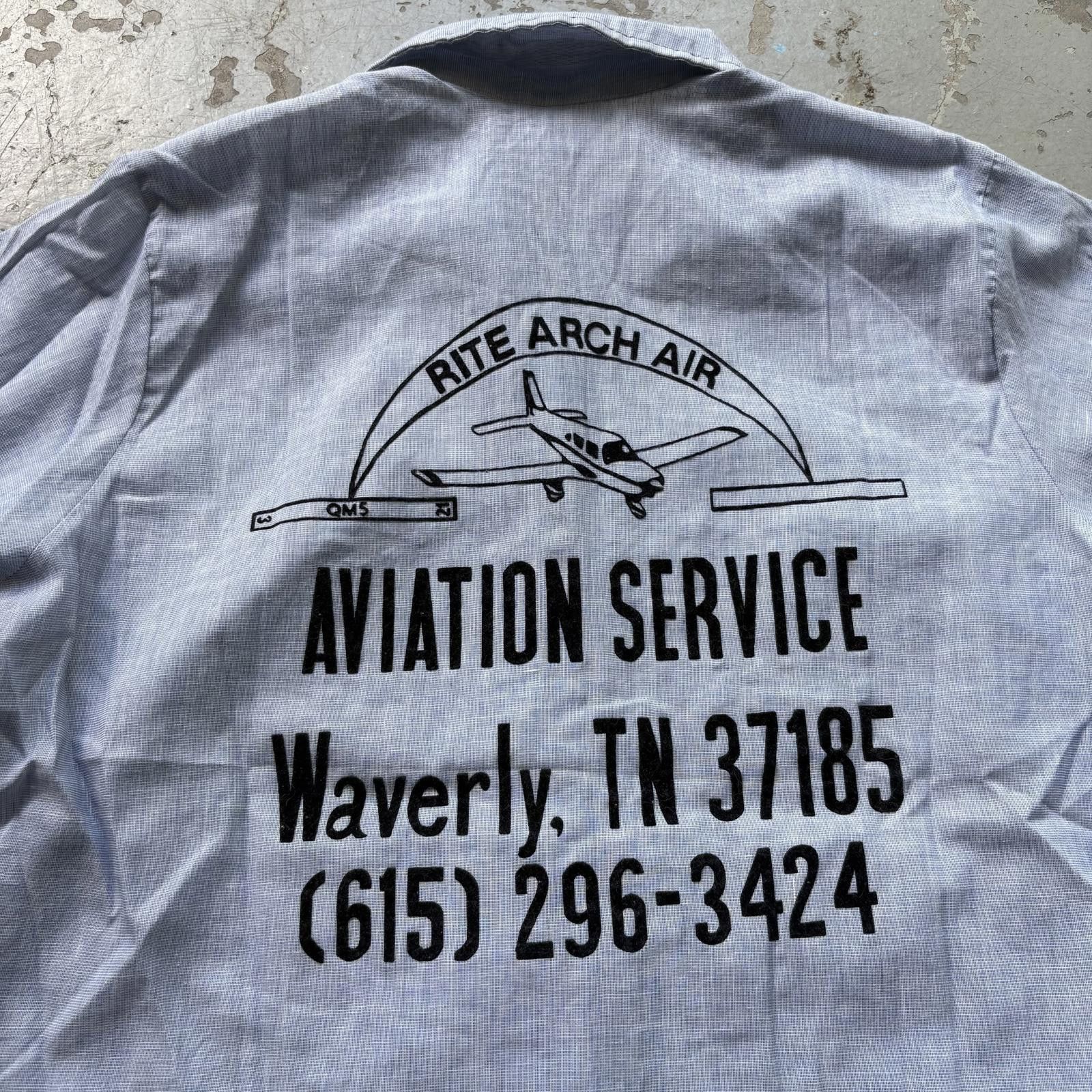 Vintage Vintage 70s King Louie Chambray Flock Aviation Bowling Shirt Size US L / EU 52-54 / 3 - 6 Thumbnail