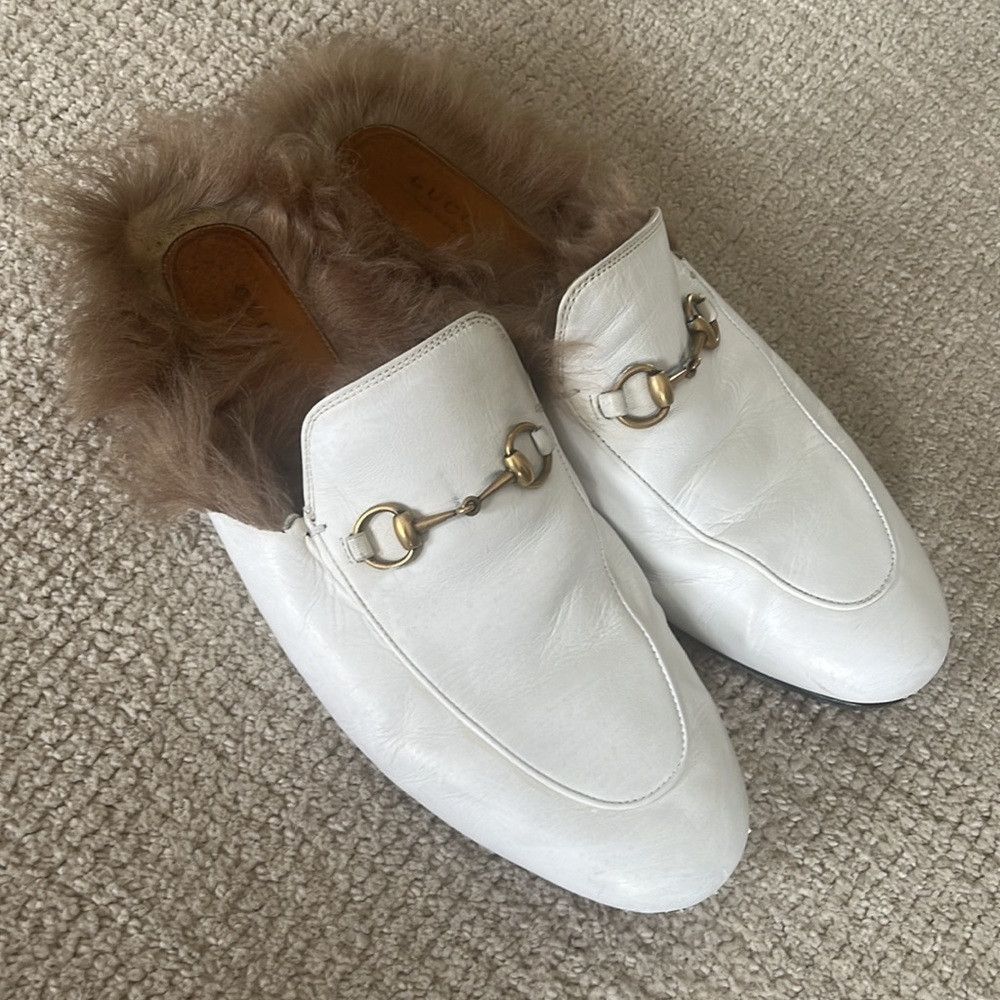 Gucci GUCCI WHITE FUR SLIDE LOAFER Size US 8.5 / IT 38.5 - 8 Thumbnail