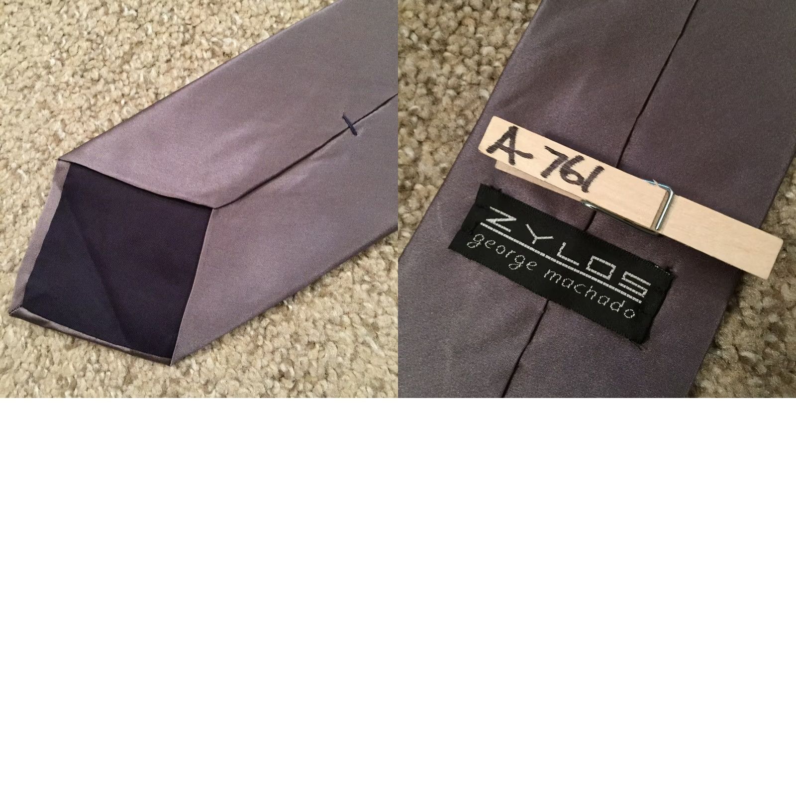 Vintage Zylos Tie 100% Silk Solid Gray 57" Classic Width 3.75" Mens Designer Neck Tie Gray Size ONE SIZE - 8 Thumbnail