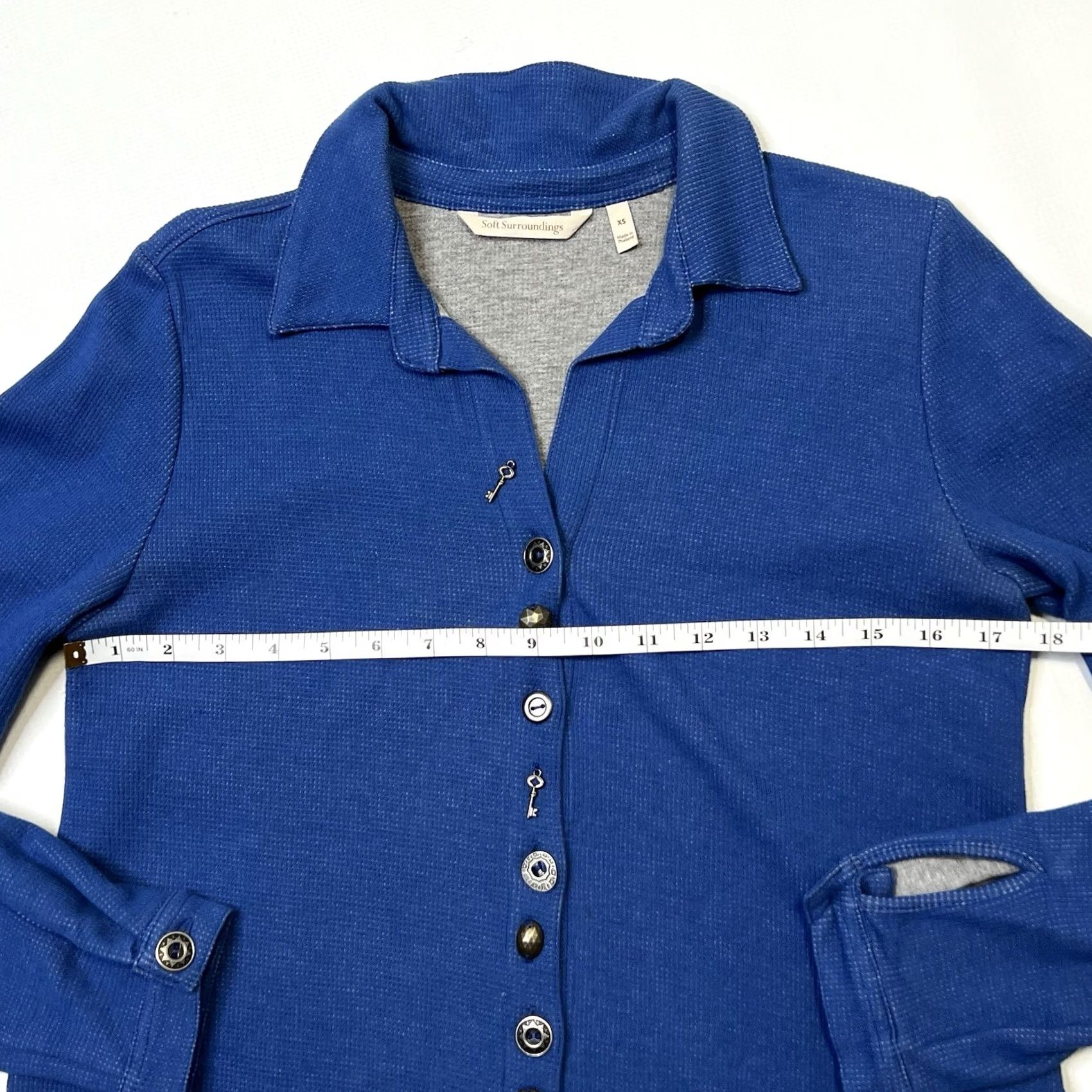 Soft Surroundings Soft Surroundings Sydney Shirt Button Up Blouse Blue XS Womens Wool Celtic? Size XS / US 0-2 / IT 36-38 - 7 Thumbnail