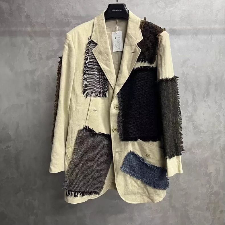 Yohji Yamamoto Yohji Yamamoto Patchwork Linen Suit Jacket- DMC Size US S / EU 44-46 / 1 - 1 Thumbnail