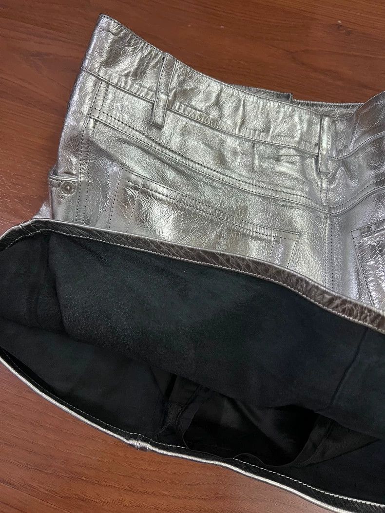 Helmut Lang HELMUT LANG size 0 Silver 100% cowhide skirt with super shi Size 42" / US 20 - 3 Thumbnail