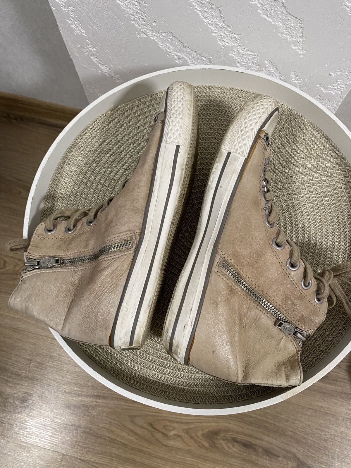 ASH Ash Victim Beige Leather Studded High Top Punk Goth Shoes 38 Size US 8 / IT 38 - 6 Thumbnail