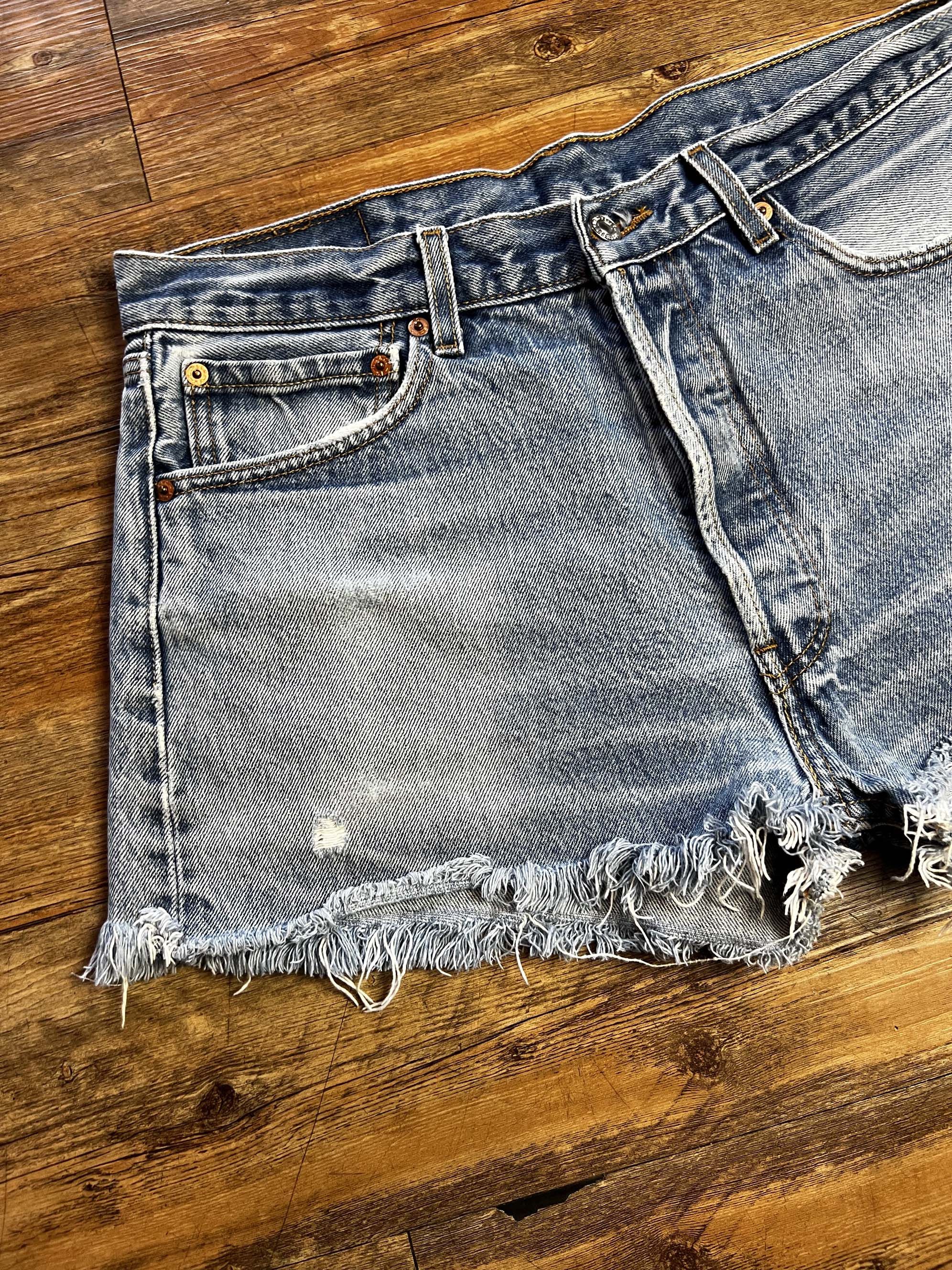 Levi's Vintage Clothing Vintage 1990's Levi's 501 Cut Off Blue Jean Short Shorts Size 33" - 3 Thumbnail