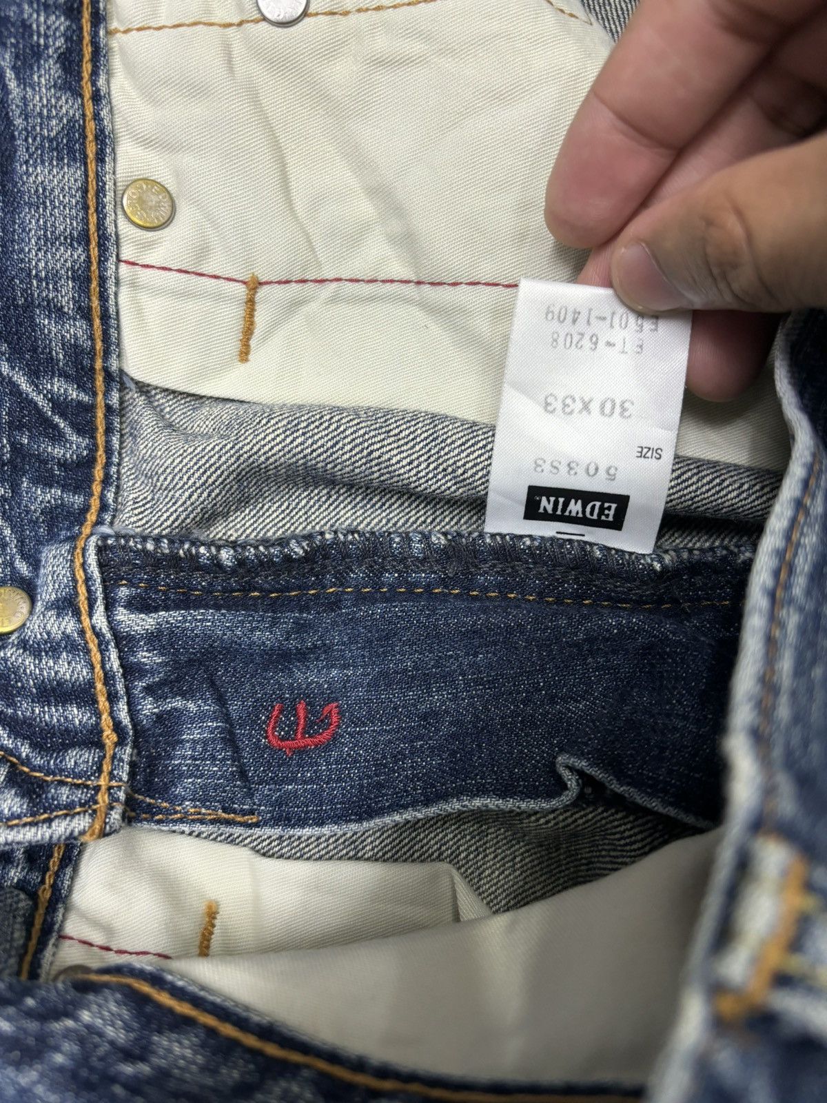 Edwin 🔥EDWIN 503s W-SWELL STITCHED BAGGY DENIM JEANS Size US 30 / EU 46 - 9 Thumbnail