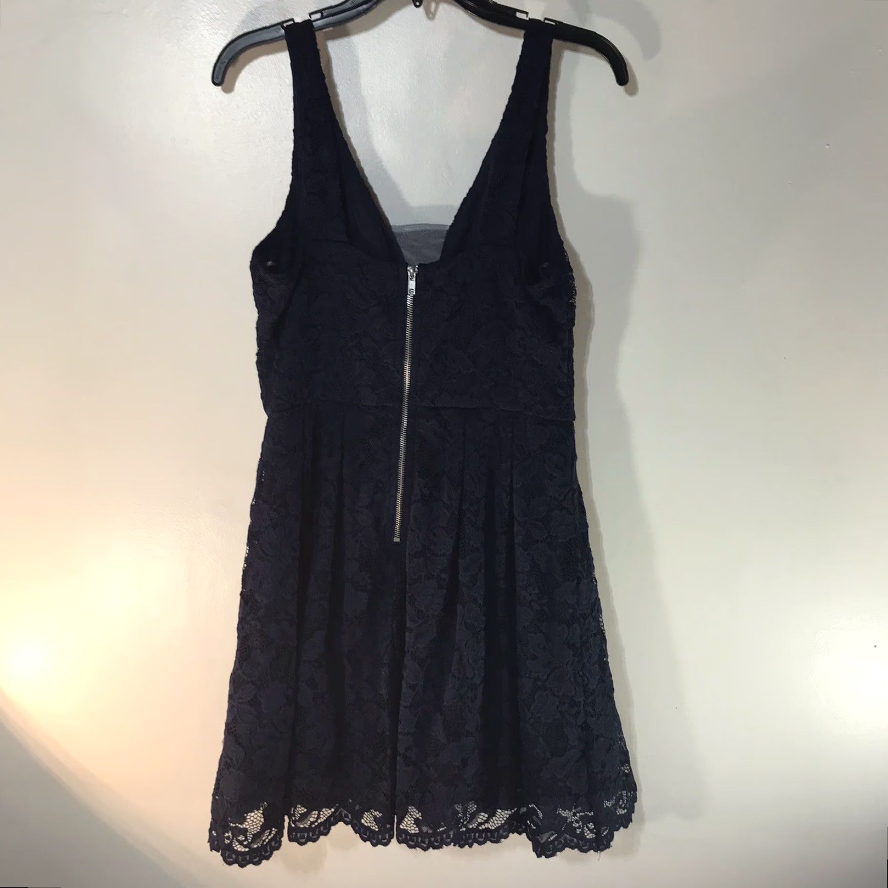 Vintage Crystal Diamond Lace Deep V-Neck Strappy Formal Dress Womens Size 13 Blue Sheer Fit & Flare Size XL / US 12-14 / IT 48-50 - 3 Thumbnail