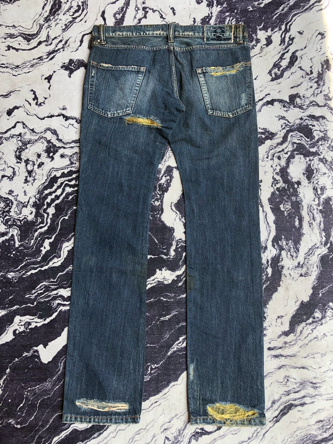 Mastermind Japan Vintage Mastermind JAPAN Distressed Gold Thread Denim Size US 37 - 6 Thumbnail
