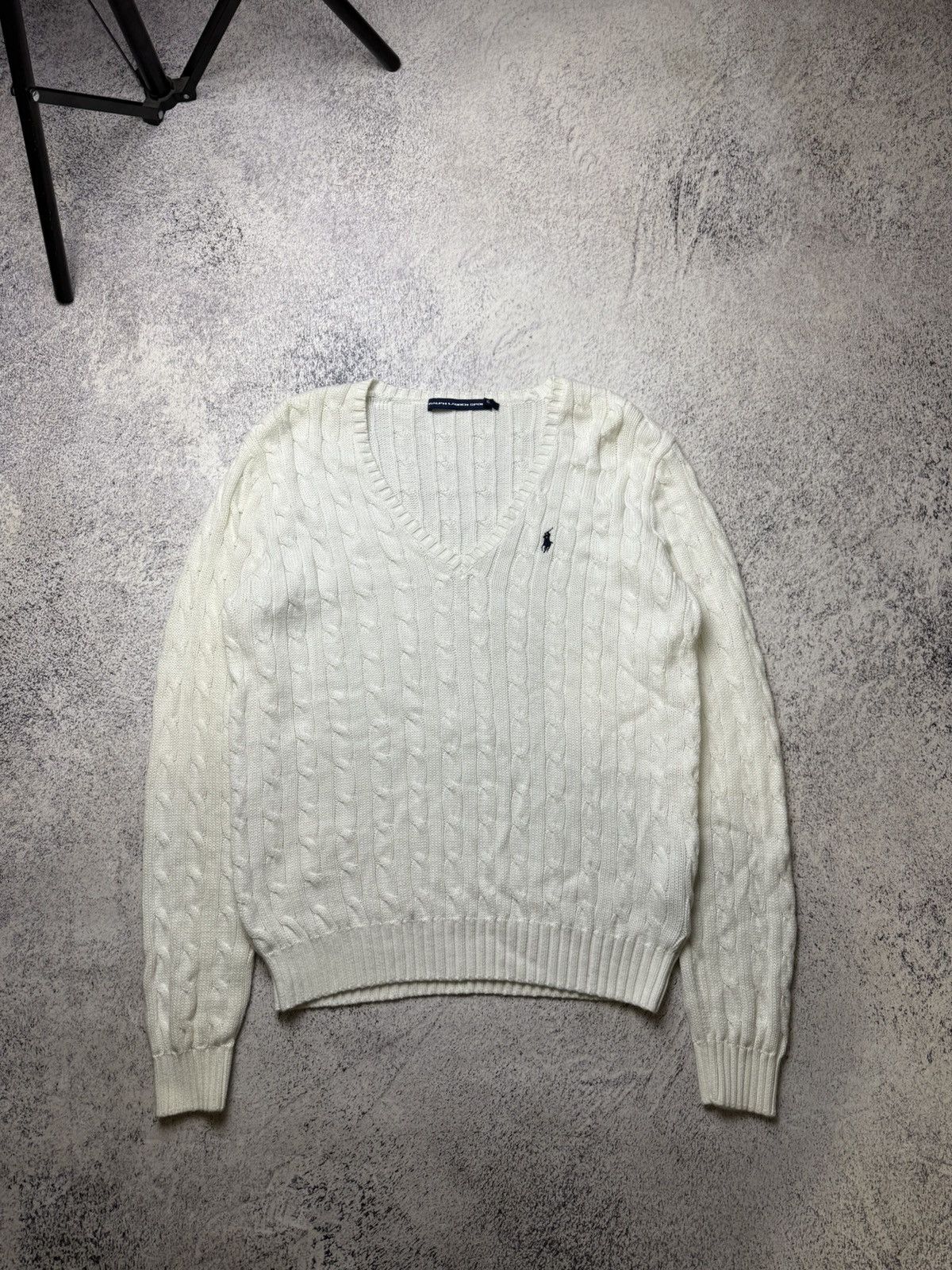 Polo Ralph Lauren Vintage Polo Ralph Lauren Sweater Cable Knit white Women's Size XL / US 12-14 / IT 48-50 - 1 Thumbnail