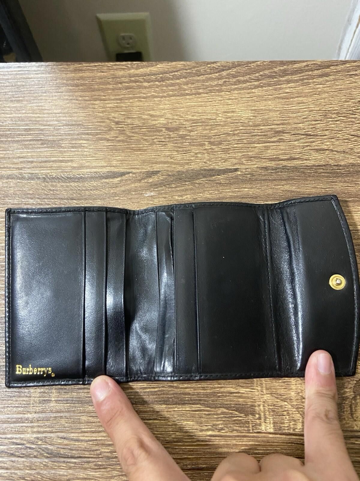 Burberry Vintage Burberrys Nova Check black leather trifold wallet Size ONE SIZE - 8 Thumbnail