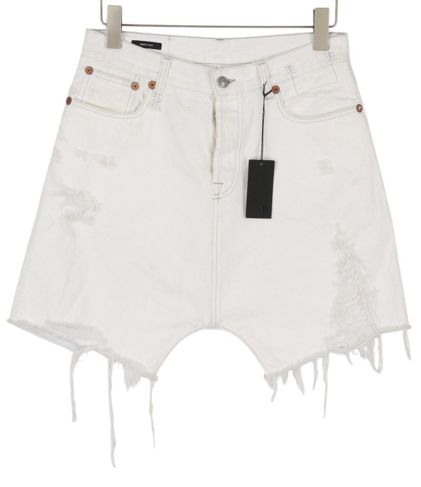 R13 MARKY DROP 27 Nico White Ripped Light Denim Shorts 86198 Size 27" / US 4 / IT 40 - 1 Thumbnail