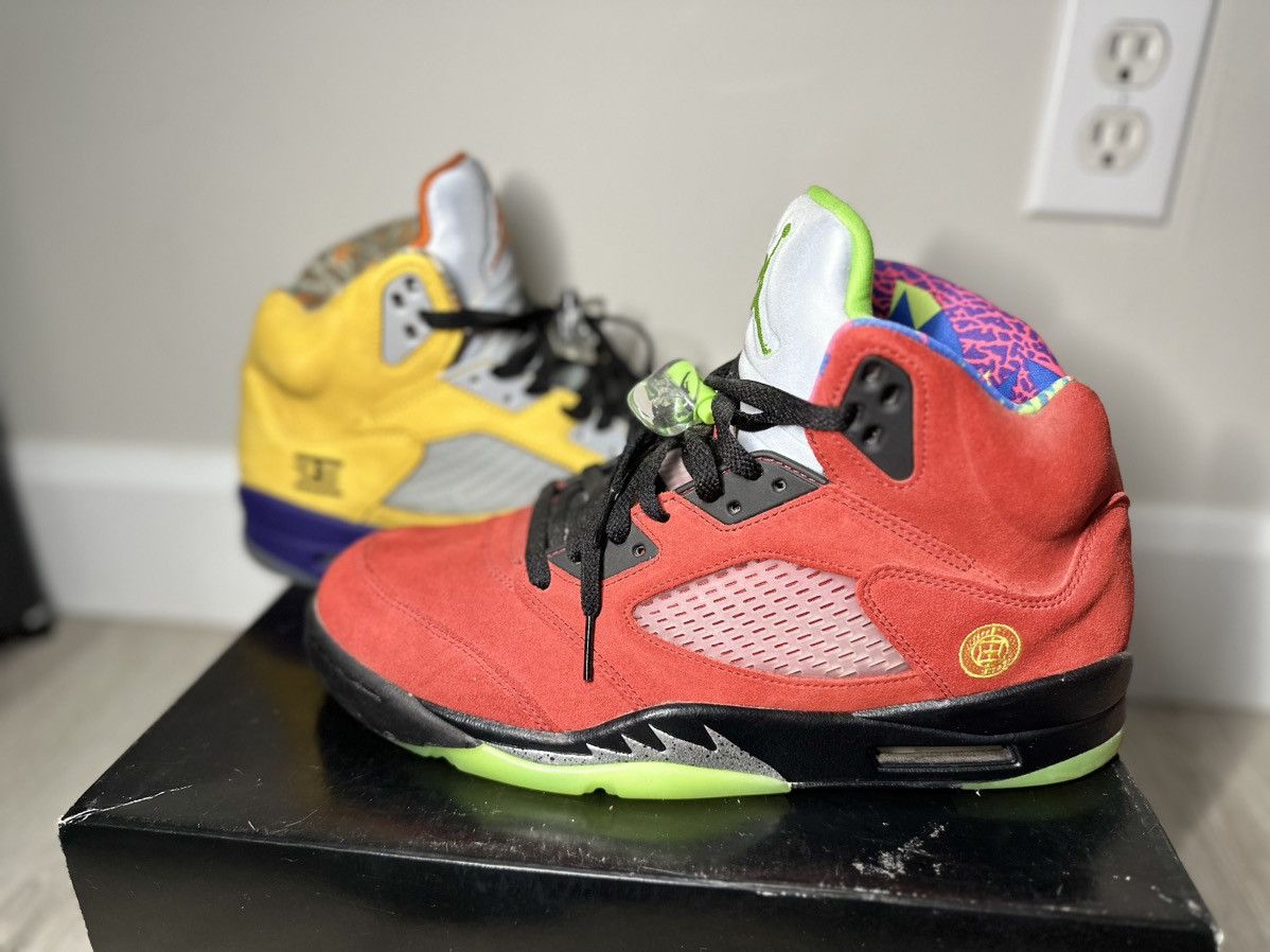 image of Jordan Brand 5 Retro “What The” Shoes in Red/Yellow, Men's (Size 11)