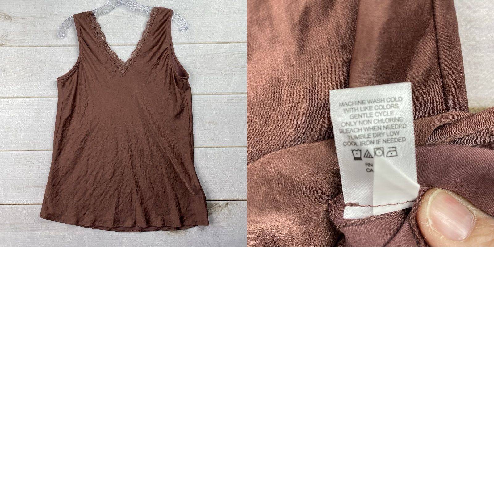 Vintage Maurices Tank Top L Brown Crinkle Lace Camisole Y2K Fairycore Grunge Vintage No N/A Size L / US 10 / IT 46 - 8 Thumbnail