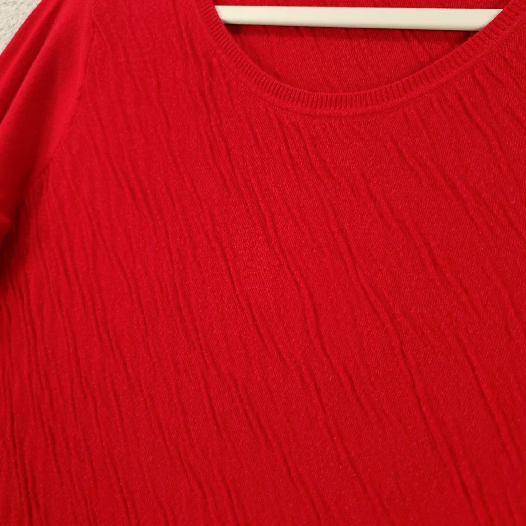 Vintage John Mark Womens Medium Red White Lining Knit Pullover Two Piece Set Top Blouse Tunic Casual Sleeve Round Neck Size M / US 6-8 / IT 42-44 - 3 Thumbnail