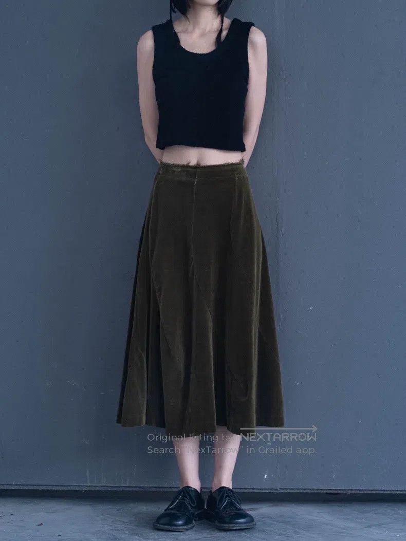 Comme des Garcons Comme Des Garcons Moss Green Velvet Skirt Size 23" - 3 Thumbnail