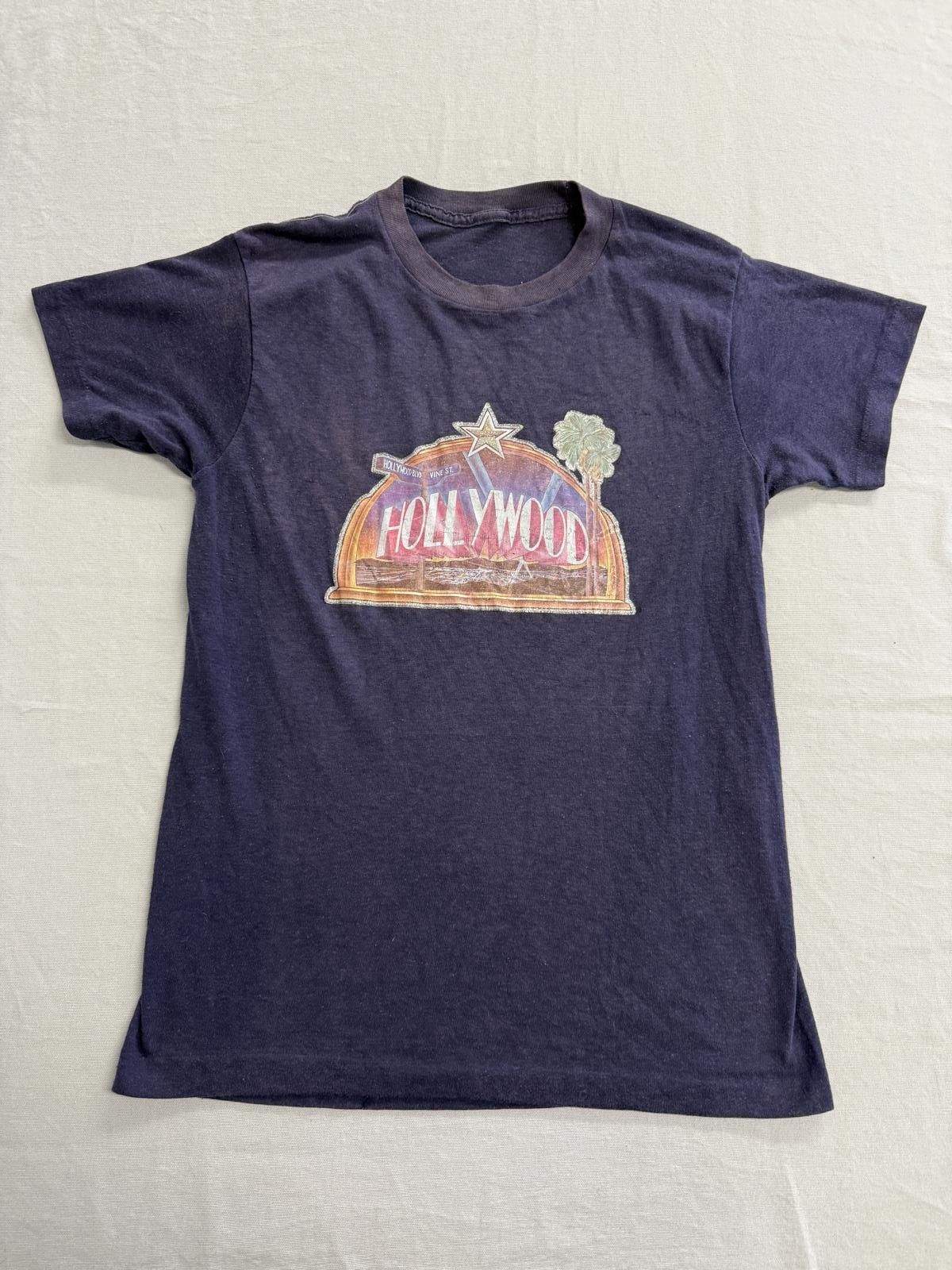 Designer VTG Hollywood & Vine 80s T-shirt - Junior Tee Glitter Size S / US 4 / IT 40 - 1 Thumbnail